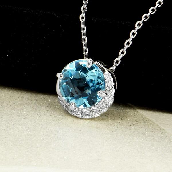 未使用品 pt950 天然スイスブルートパーズ pt850 ネックレス 未使用品