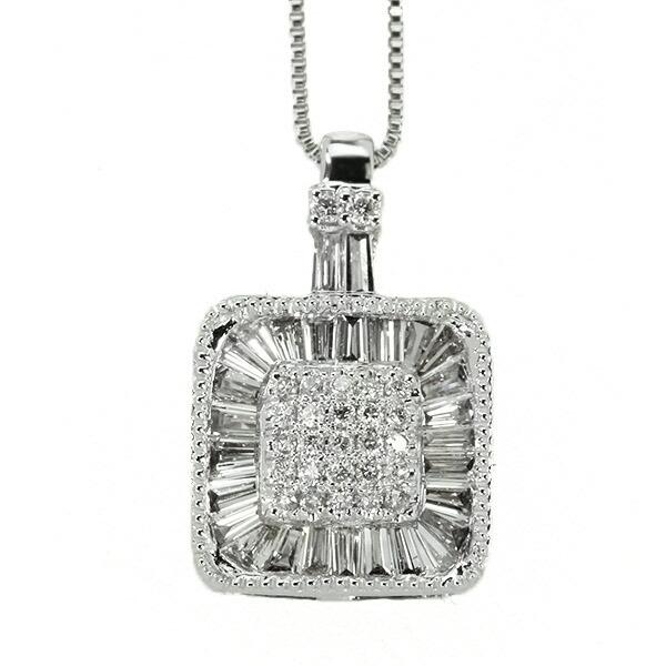 ダイヤモンド ネックレス 0.5ct K18 ホワイトゴールド テーパー  