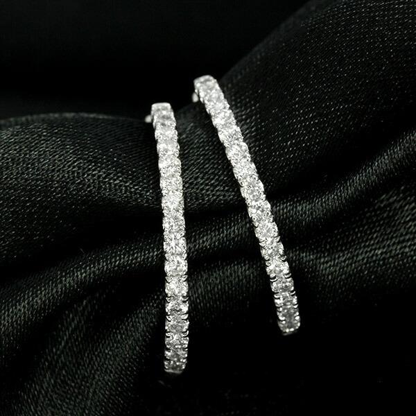 ダイヤモンド ピアス フープピアス K18 ホワイトゴールド 0.5ct  