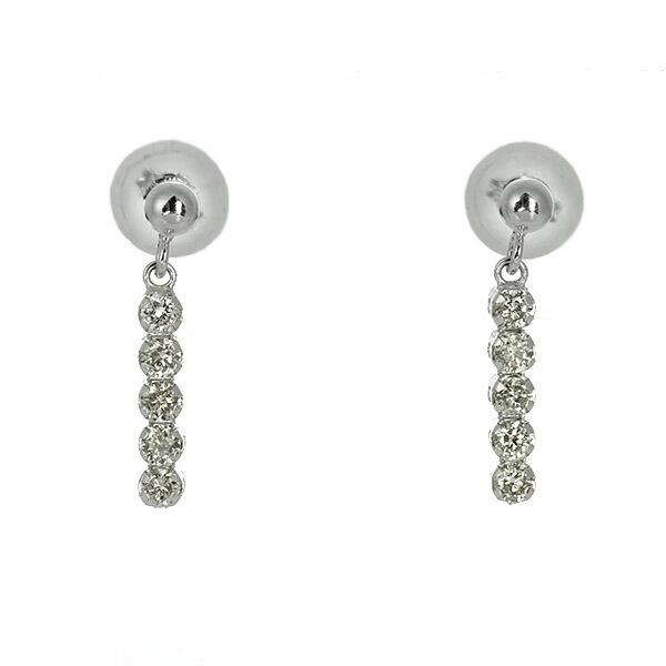 ダイヤモンド ピアス ラインピアス K18 ホワイトゴールド 0.2ct 0.1 