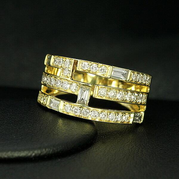 k18イエローゴールド 鑑定書付きダイヤ 指輪 12号 スクエア 婚約指輪