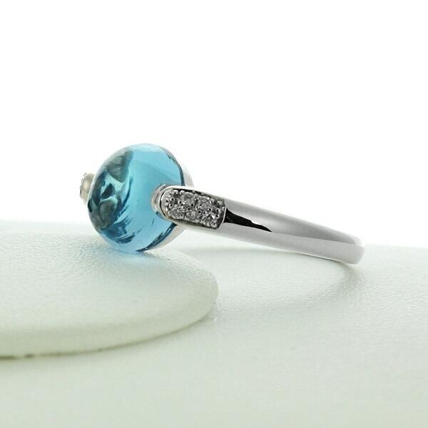 ブルートパーズ ダイヤモンド リング K18 ホワイトゴールド 2.8ct 球体