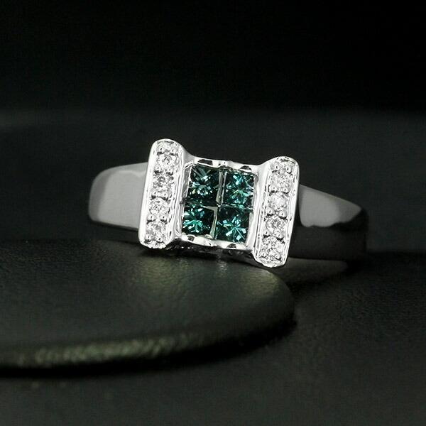 トリートブルーダイヤモンドK18 ダイヤモンド リング K18 ホワイトゴールド 0.5ct ブルーダイヤ