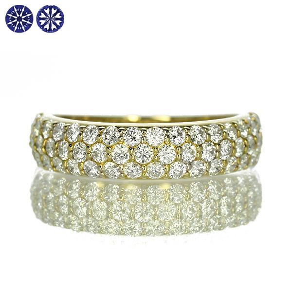 1カラット ダイヤモンド リング パヴェ K18 イエローゴールド 1.0ct