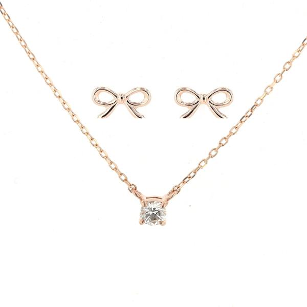 K10WG パール リボンモチーフ ネックレス ピアス セット K10WG パール リボンモチーフ ネックレス ピアス セット