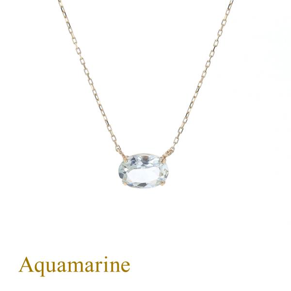 ジュエリーフィガロ ネックレス K10 YG アクアマリン イエローゴールド