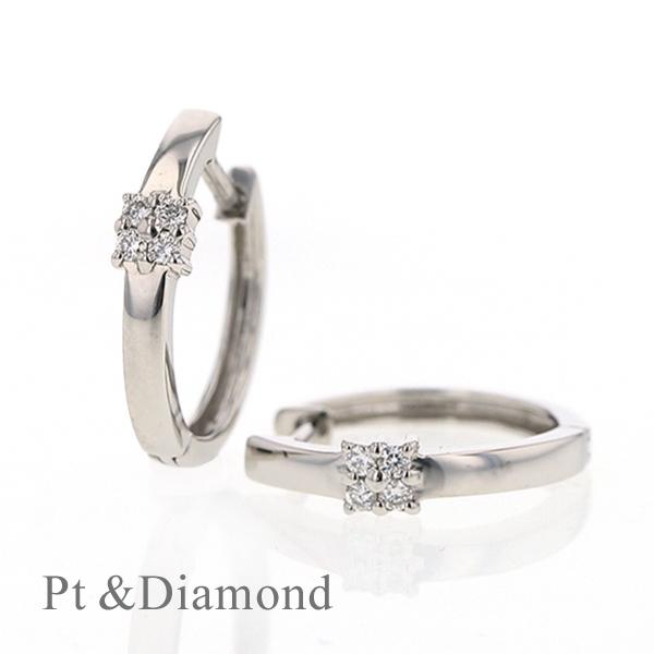 ジュエリーフィガロ プラチナ ダイヤモンド フープ ピアス 中折れ式