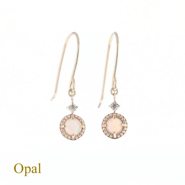 ジュエリーフィガロ ピアス オパール ダイヤモンド K10 YG イエロー