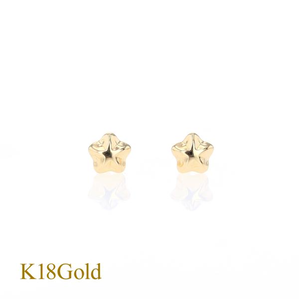ジュエリーフィガロ ピアス K18 YG 星 スター イエローゴールド