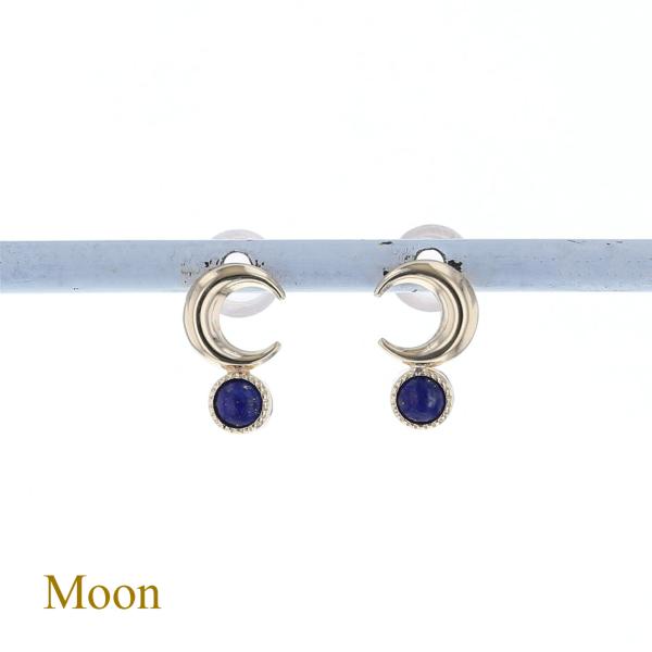 ジュエリーフィガロ ピアス K10 YG ラピスラズリ 月 ムーン moon