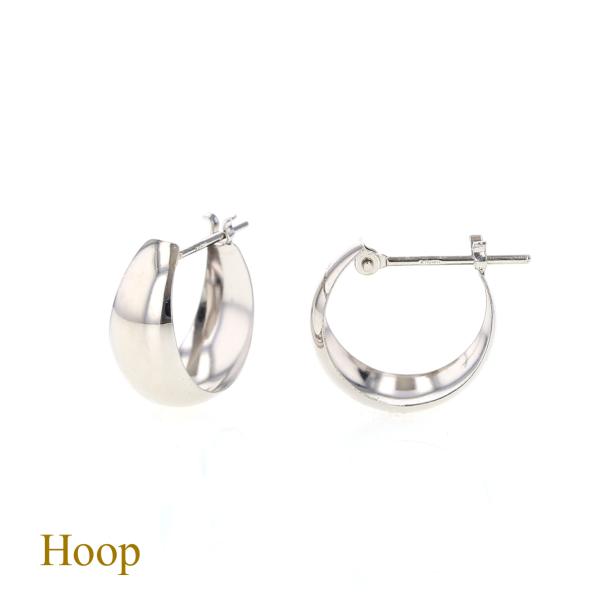 ジュエリーフィガロ ピアス K10 WG フープ 月甲ピアス フープピアス