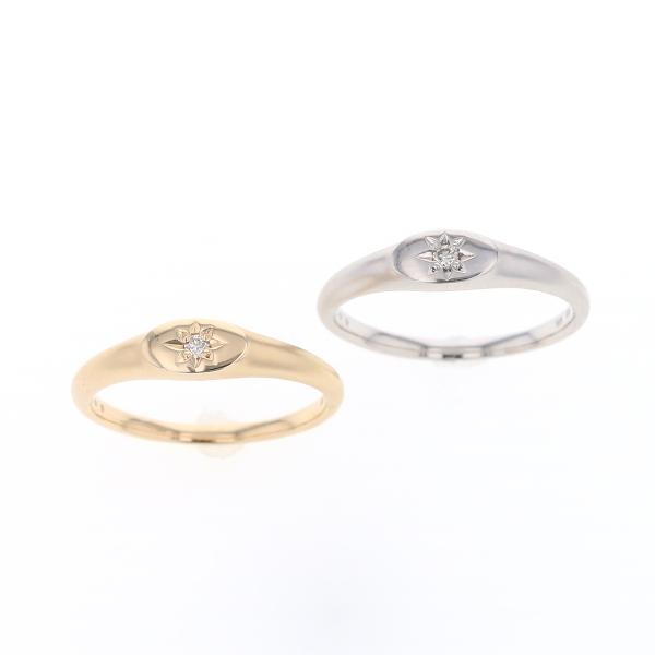 ジュエリーフィガロ K10 YG/WG ダイヤモンド ピンキーリング