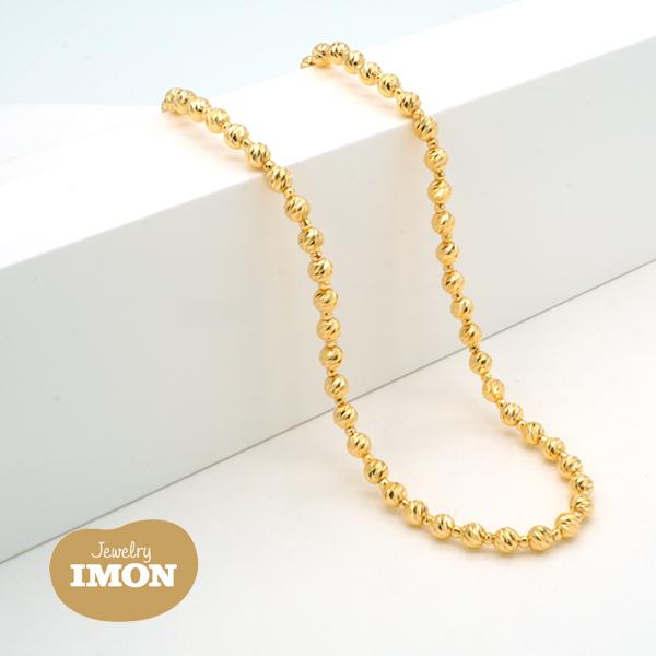 新品」18金 K18 カットボール 幅4.9mm＆2.3mm 50cm ネックレス