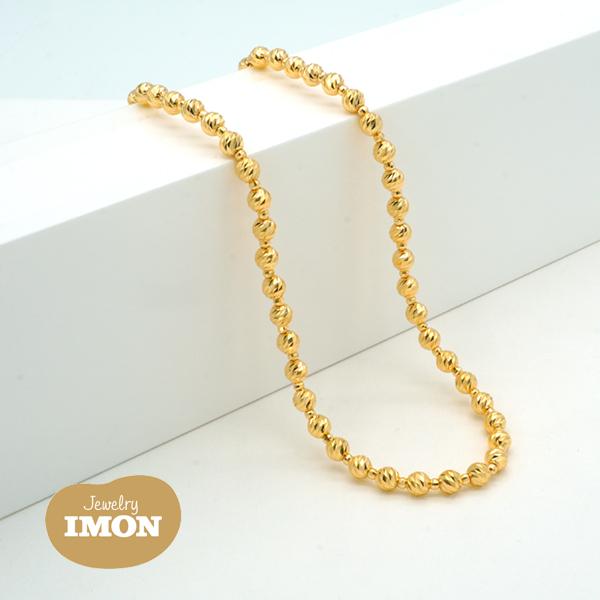 【美品】日本製　K18カットボール ネックレス 新品」18金 K18 カットボール 幅4.9mm＆2.3mm 55cm ネックレス