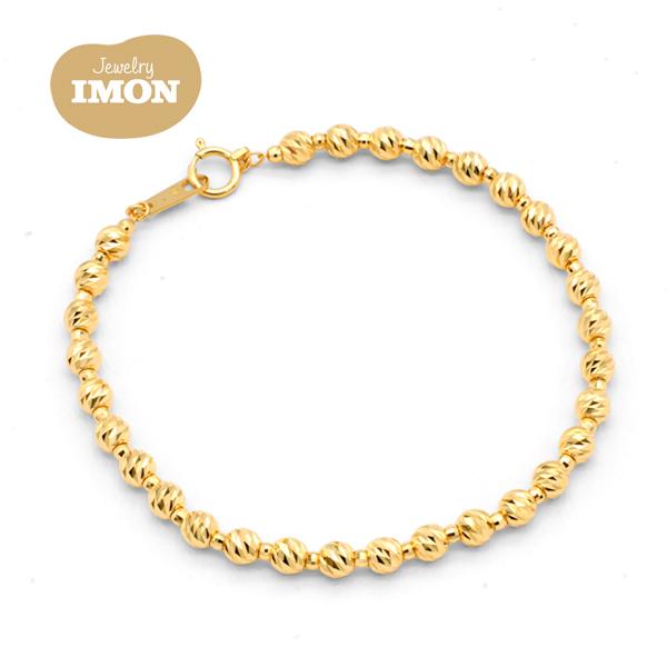 新品」18金 K18 カットボール 幅3.8mm＆1.9mm 17cm ブレスレット