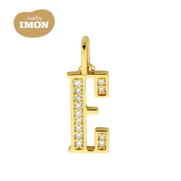 新品」18金 K18 イニシャル E イー ダイヤモンド付 ペンダント