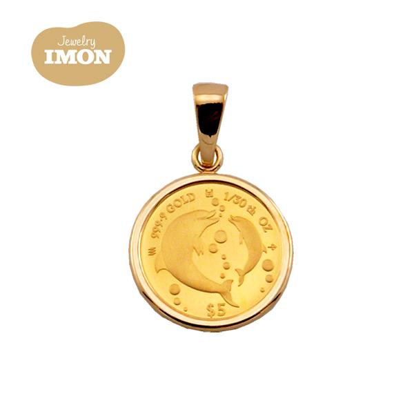 新品」純金 K24 イルカ 2024年 コイン 1/30oz K18 枠 ペンダント