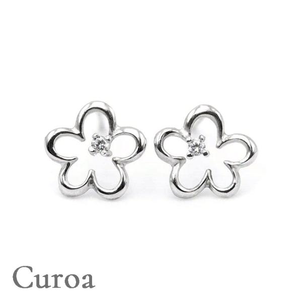 Pt900 ダイヤモンド フラワー ピアス 小さめ ダイヤモンド 0.16ct プラチナ900 ピアス フラワー 花 小さい 小さめ