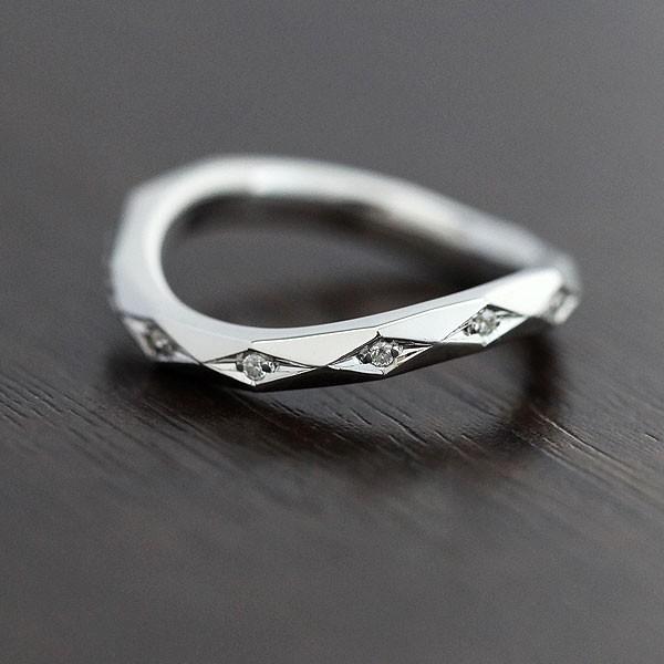 結婚指輪 ホワイトゴールド K10WG レディース 単品 ダイヤ 0.04ct 