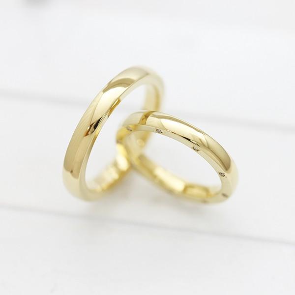 結婚指輪 マリッジリング ペアリング ゴールド K10YG 側面 ダイヤ 0.10
