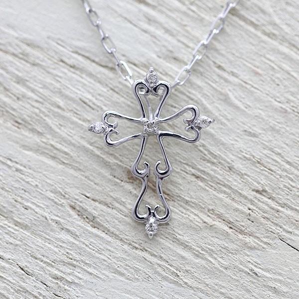 ネックレス レディース K10WG ホワイトゴールド ダイヤモンド 0.03ct