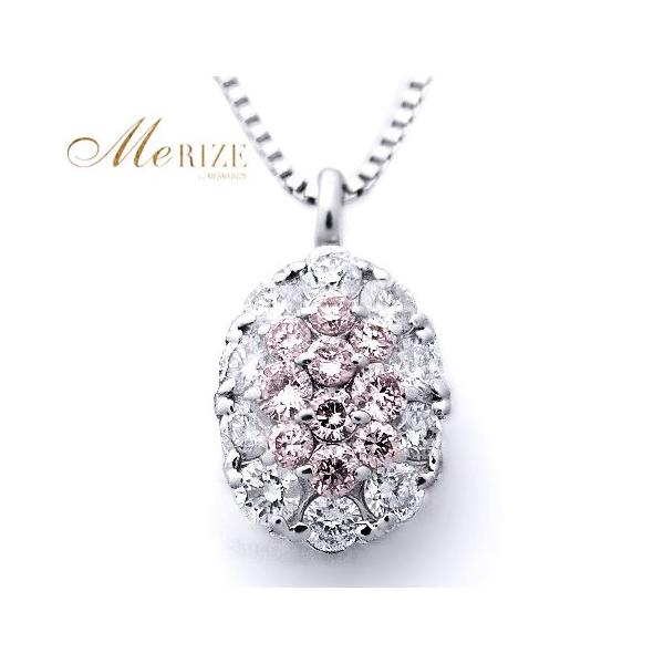pt900 K18 天然 ピンク ＆ ホワイト ダイヤ 0.28ct パヴェ ネックレス  