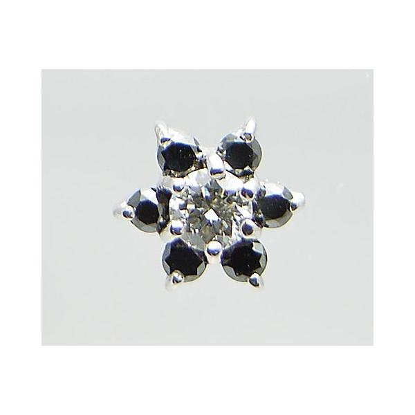 K18 天然 ダイヤ ブラックダイヤ 0.28ct ゴールド ペア フラワー