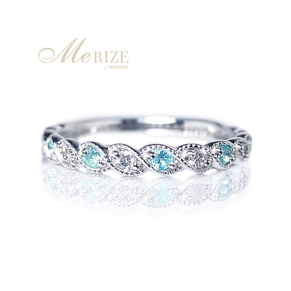 pt900 パライバトルマリン ダイヤ フルエタニティリング 天然 パライバトルマリン ＆ ダイヤ ハーフエタニティ リング ミル打ち