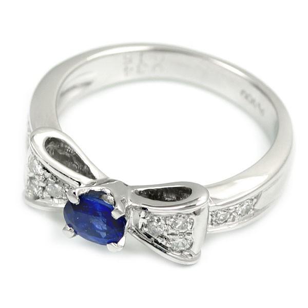 Pt サファイア ダイヤモンド リボン リング 0.34ct D0.15ctジュエリーNJ Pt サファイア ダイヤモンド リボン リング 0.34ct D0.15ctジュエリーNJ