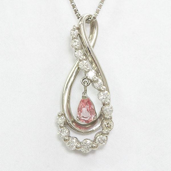 パパラチャサファイア 0.198ct ダイヤモンド 計0.27ct ネックレス 
