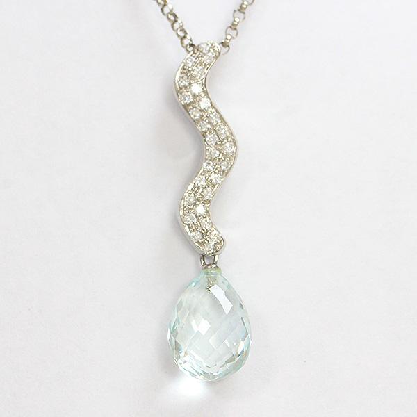 アクアマリン/ダイヤモンド ネックレス 18金ホワイトゴールド(K18WG) 【中古】 ジュエリー 【新品仕上げ済み】 netshop :1-240002285098:とーたる - 通販 - Yahoo!ショッピング