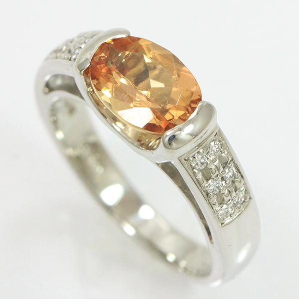 インペリアルトパーズ 1.650ct/ダイヤモンド 計0.08ct リング 10号  