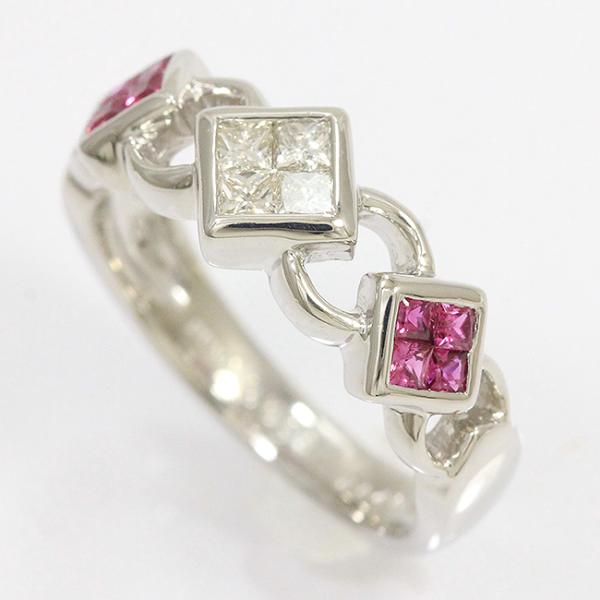 リング ダイヤモンド 計0.25ct/ルビー 計0.40ct 12号 プラチナ(Pt900  