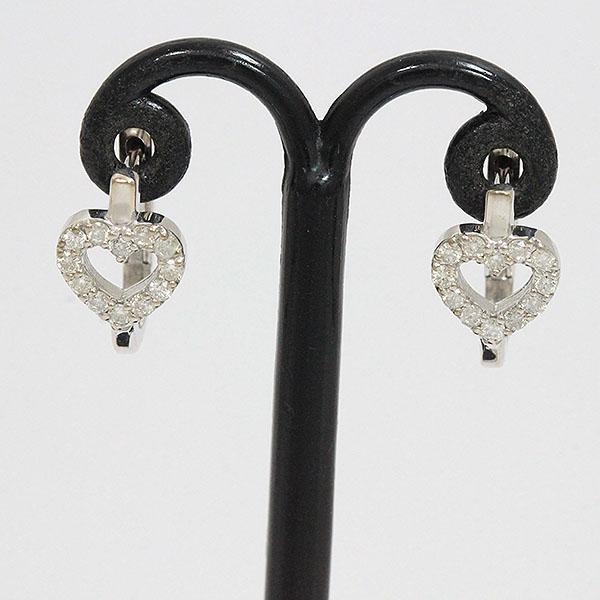 ハート フープ ダイヤモンド 各計0.10ct ピアス 18金ホワイトゴールド 