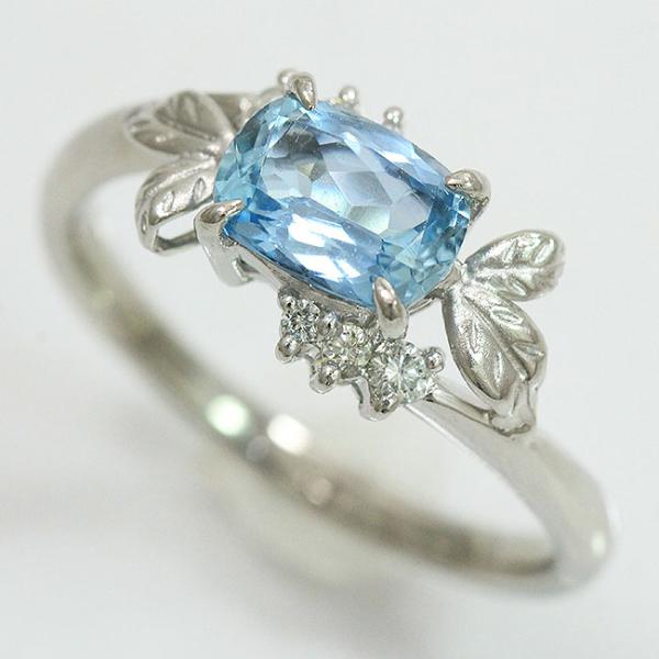 アクアマリン 1.05ct ダイヤモンド 計0.11ct リング 16号 プラチナ 