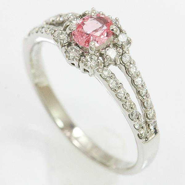 リング パパラチアサファイア 0.364ct ダイヤモンド 計0.38ct 11号  