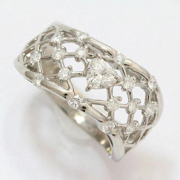 リング ハートシェイプ ダイヤモンド 0.305ct 計0.58ct 17.5号 