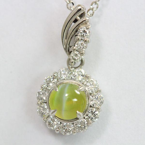 ネックレス クリソベリルキャッツアイ 0.53ct/ダイヤモンド 計0.29ct