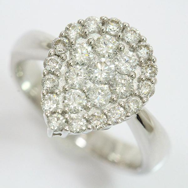 ダイヤモンドリング　k18 中古品　新品仕上げ済み ダイヤモンド 計1.0ct リング 12号/18金ホワイトゴールド(K18WG