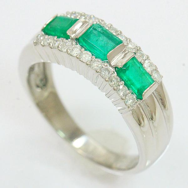 エメラルド 計0.69ct/ダイヤモンド 計0.26ct リング 10.5号 プラチナ