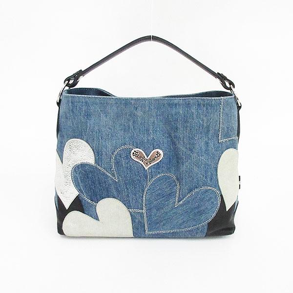 Think Bee！(シンクビー) ハート ハンドバッグ 青 ブルー×黒 ブラック