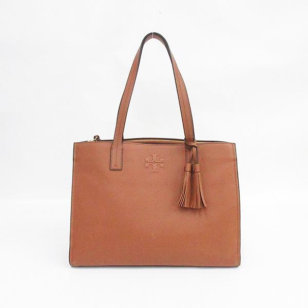 TORY BURCH トリーバーチ レザー チェーントートバッグ シボ革ブラウン 