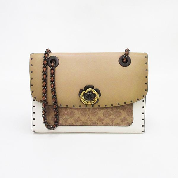D*e様 Coach パッチワーク ショルダーバッグ ベージュ COACH(コーチ) パーカー ティーローズ チェーンショルダーバッグ 29416