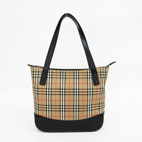 Burberry チェック柄 トートバッグ（中古品） BURBERRY(バーバリー) チェック柄 トートバッグ ベージュ キャンバス
