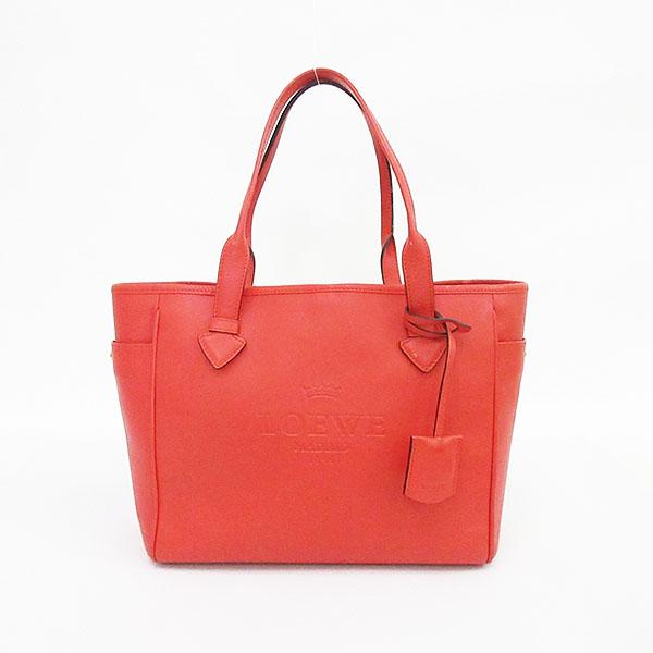 ロエベ ヘリテージ トートバッグ 本革 コーラルレッド オレンジレッド 紅色 LOEWE(ロエベ) ヘリテージ トートバッグ コーラルピンク レザー