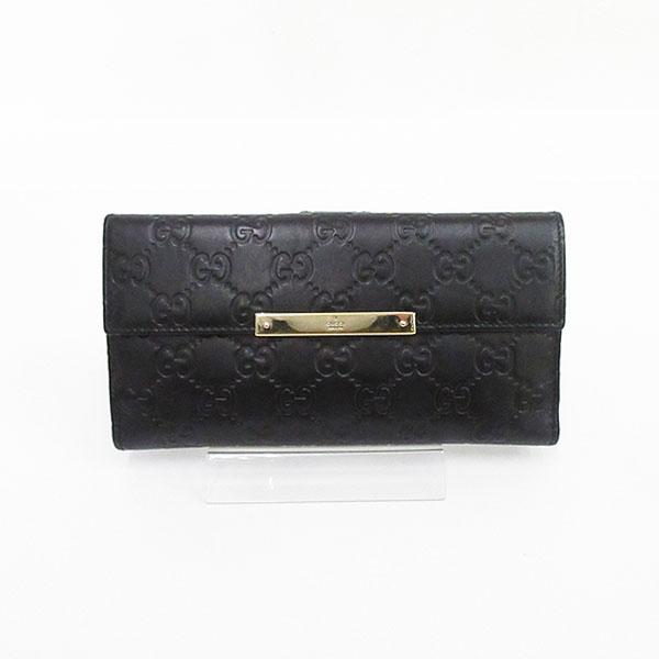 GUCCI(グッチ) シマ 長財布 112715 黒 ブラック レザー 【ブランド財布