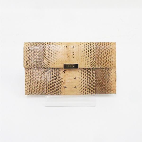 FURLA(フルラ) パイソン柄 長財布 ベージュ / 【ブランドバッグ 