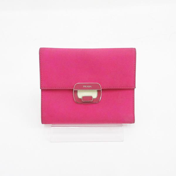PRADA(プラダ) 三つ折り財布 ピンク ナイロン 【ブランド財布】 【中古