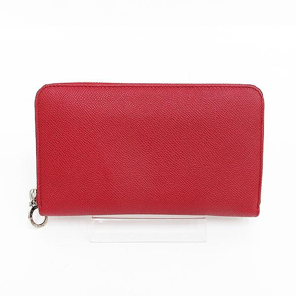 BVLGARI(ブルガリ) ラウンドファスナー長財布 赤 レッド レザー