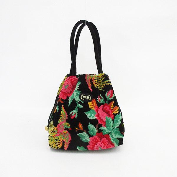 FEILER(フェイラー) トートバッグ 黒 ブラック シェニール織り